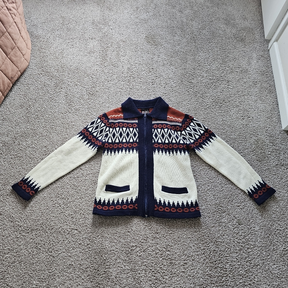 Vintage 60's / 70's Zip Up Sweater Size Medium - Picture 5 of 6